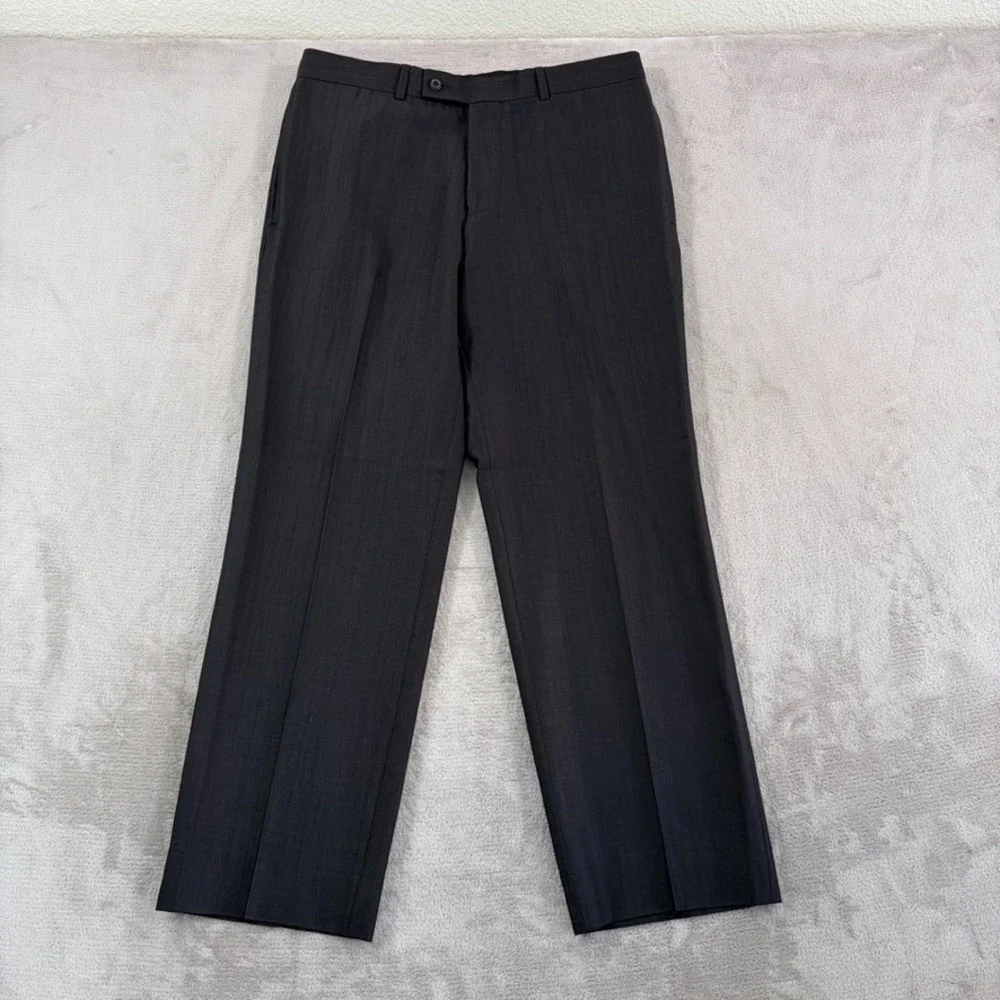 Hugo Boss 2 Button‎ Front Suit Set in Brown Striped Wool Men 40R Pants 34x30